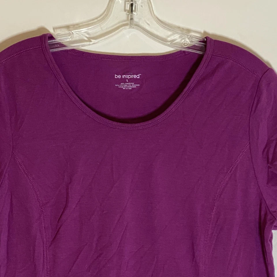 Camisa Be Inspired Para Mujer Grande Púrpura Manga Corta Atlética Correr Entrenamiento Top Foto 2 de 4