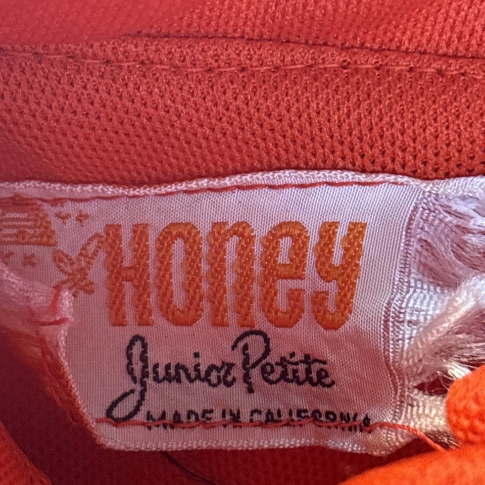 Mini Vestido Vintage Años 60 Honey Juniors Petite Mod Naranja Cuello Alto Talla 10 Pequeño Foto 4 de 4