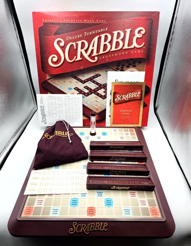 Vtg 2001 Scrabble Deluxe Turntable Edition Crossword Game Hasbro Parker Brothers