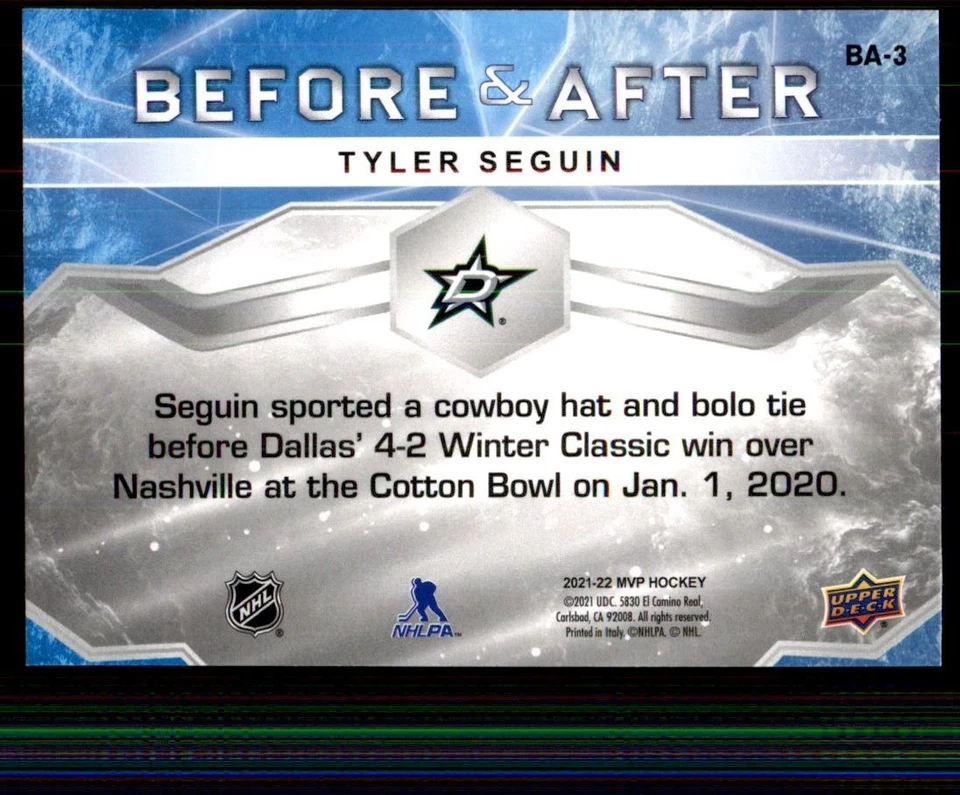 2021-22 Upper Deck MVP Before and After Tyler Seguin Dallas Stars #BA-3 - Image 2 of 2