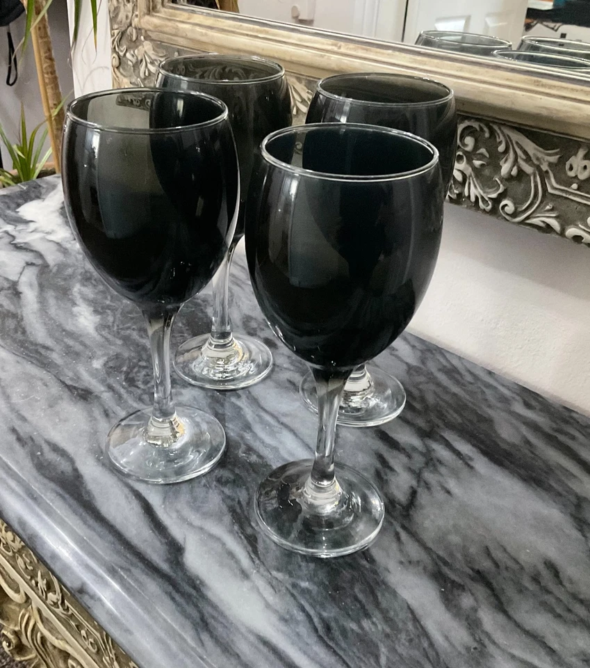 4 BLACK WINE GLASSES 7.5"TALL AND 3" DIAMETER - Image 2 of 2