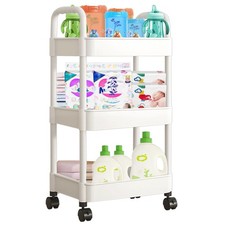 Baby Diaper Cart with Wheels and Handle 3 Tier Rolling Cart Diaper Organizer,...