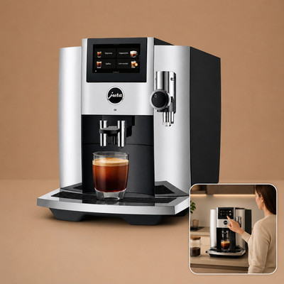 JURA S8 Kaffeevollautomat Bean-to-Cup Touchscreen Espresso silber schwarz