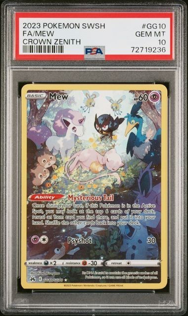 PSA 10 Mew GG10/GG70 SWSH: Crown Zenith: Galarian Gallery Holo