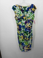 Pre-Owned Ralph Lauren Green Size 4 Printed Shift Knee Length Sleeveless Dress