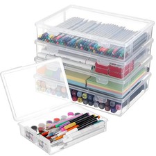 Clear Plastic Storage with Flap Lid, 6 Pcs 9x6.7x2 Inches, Multipurpose Craft...
