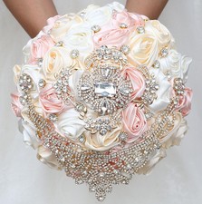 Mhojpik Bridal Wedding Bouquet Light Pink Ivory Light Apricot 9.8"