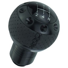 5 Speed Gear Shifter Knob, Leather Covered Aluminum Manual Car Stick Shift Ha...