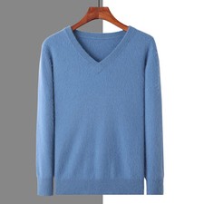 Men Sweater V-Neck Loose Knitted Pullover Winter Warm Top Long Sleeve Jumpers