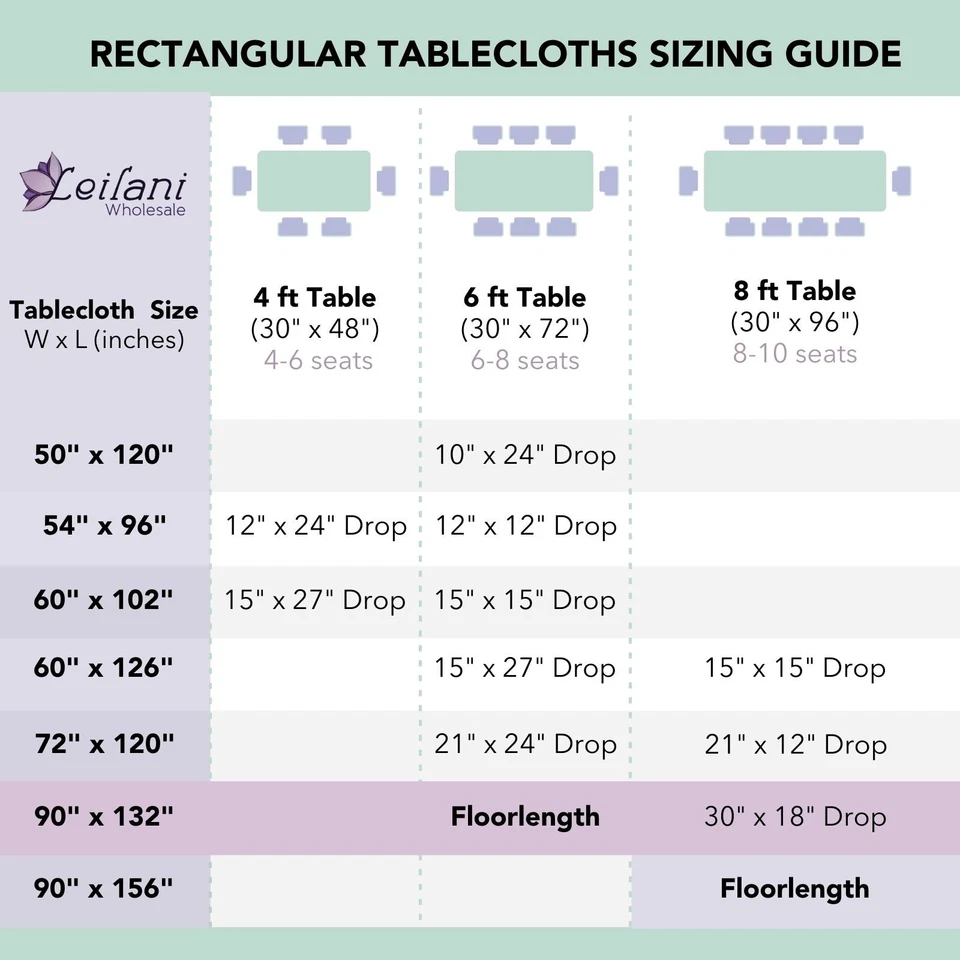 12 pcs 90"x132" Polyester Tablecloths Wedding Party Table Linens Events Home - Image 2 of 3