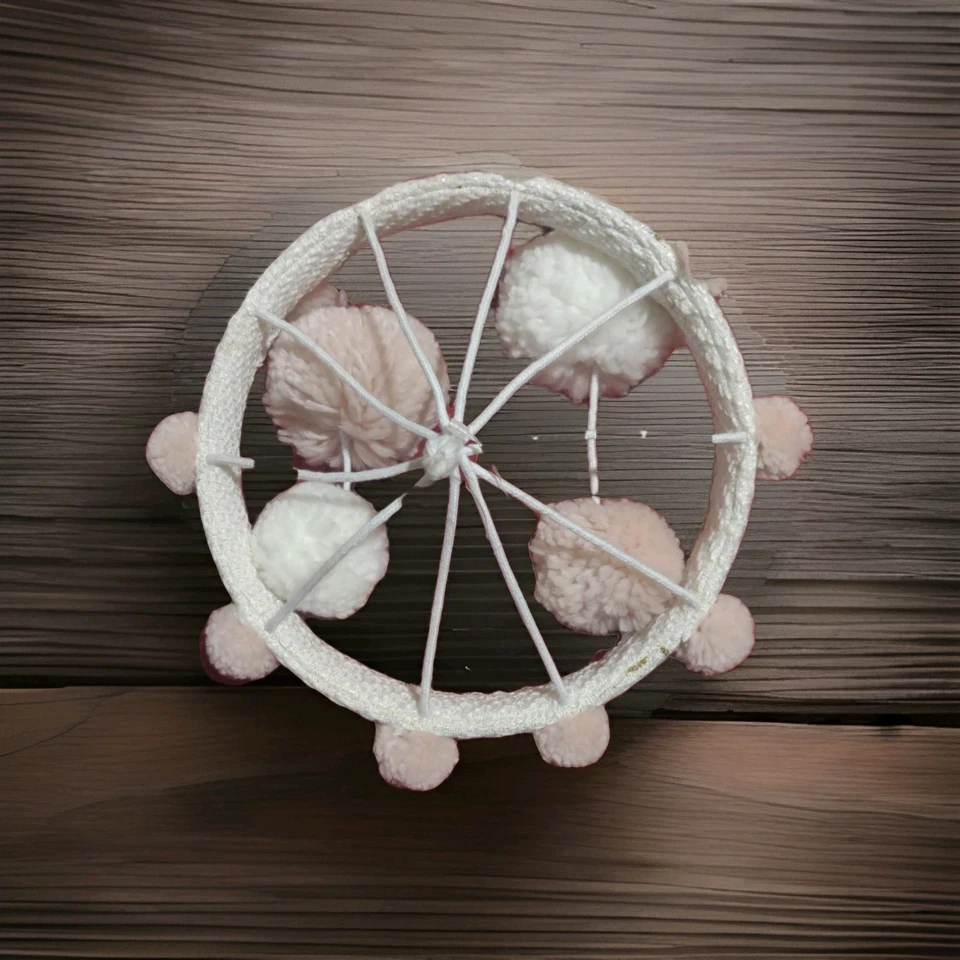 Soft Baby Pink Pom Pom Baby Mobile Unique Vintage Mobile Crib - Изображение 3 из 3