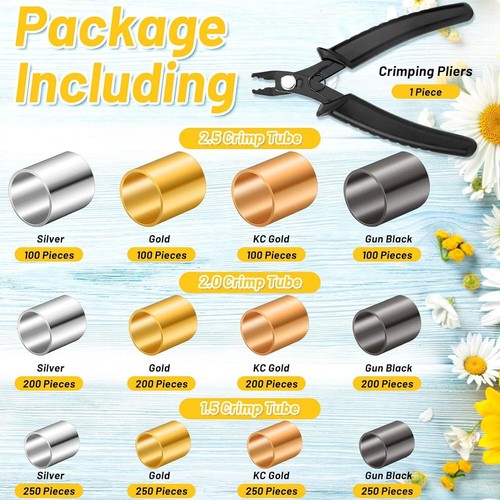 2200x Crimp Tube End Spacer Beads Jewelry Making Findings + Crimping Pliers Tool - Picture 3 of 7