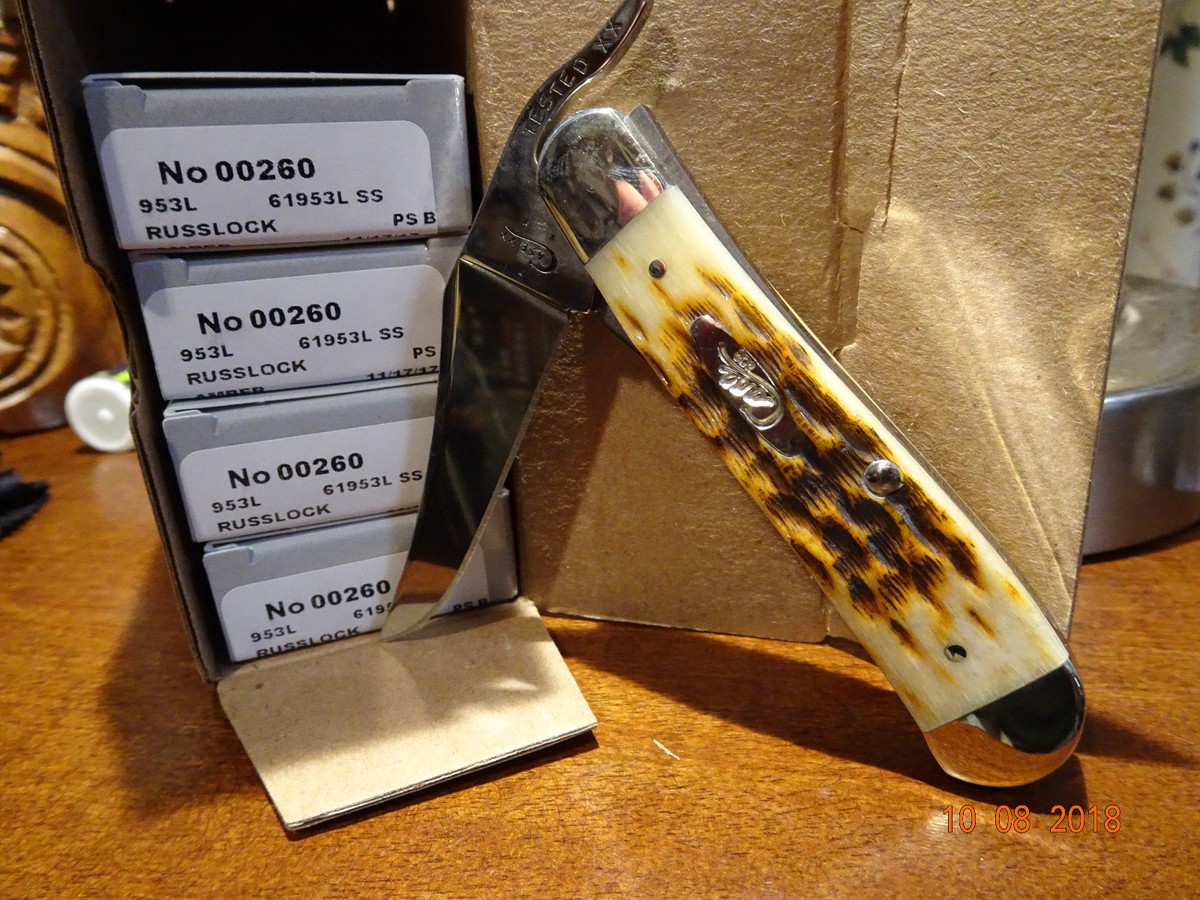CASE XX RUSSLOCK AMBER BONE HANDLE 4 1/4