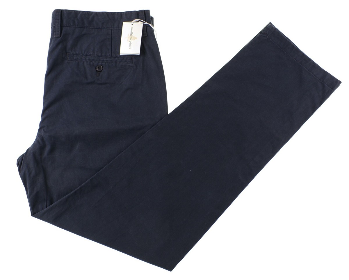 NEW Southern Pines Navy Blue Garment Dyed Cotton Chinos Flat