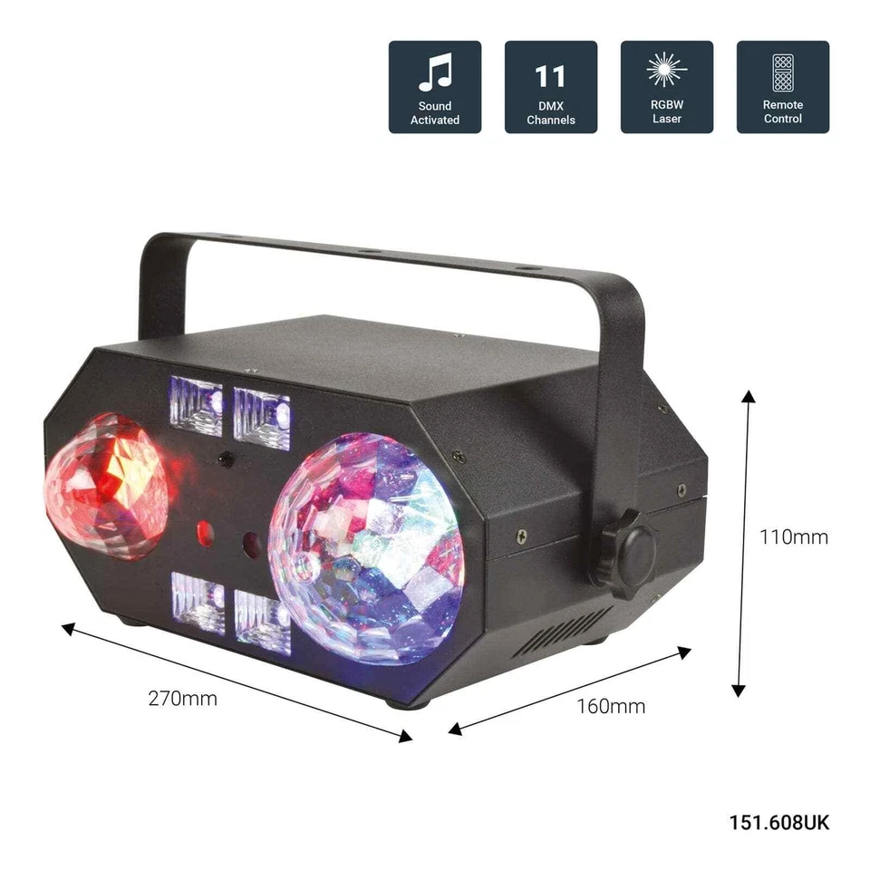 QTX Tetra LED Moonflower Ripple Strobe/UV Laser Effect Light DJ Disco Party - Image 4 of 4