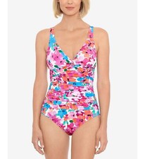 Swim Solutions ESF10437 Twist-Front Tummy-Control One-Piece Swimsuit, 08, MIO