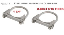 2X MUFFLER EXHAUST CLAMP 1 3/4" QUALITY STEEL U-BOLT 5/16" PAIR