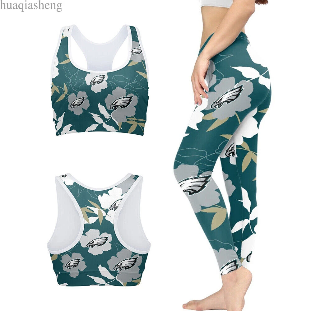 Philadelphia Eagles Womens 2PCS Seamless Sports Bra Legging Set