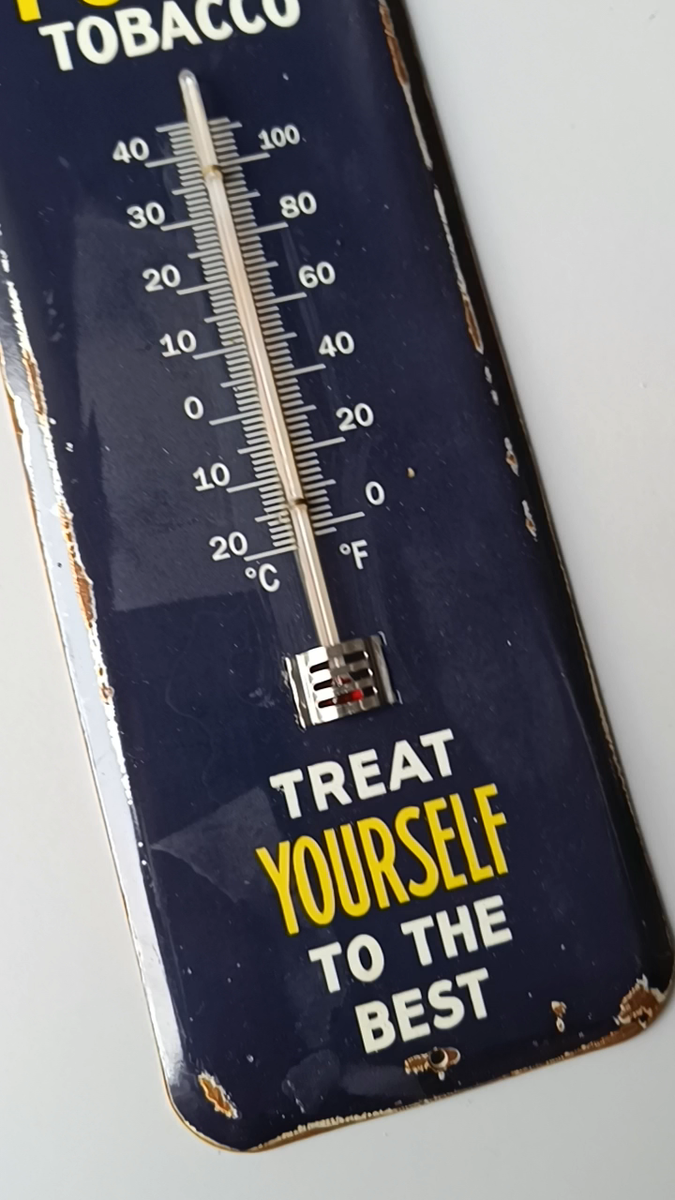 Vintage MAIL POUCH TOBACCO Thermometer Tin merchandise 1950 No