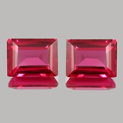 16x14 MM - Fine Quality Mozambique Ruby Loose Baguette Gemstone Cut Matched Pair