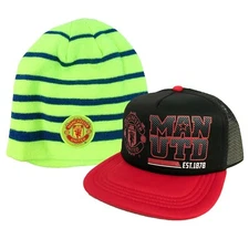 manchester united  cap hat adjustable and beanie red black Fc Soccer new set 10