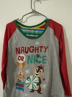 Disney Holiday Chip N Dale NAUGHTY OR NICE Cozy Pajamas PJs Size medium.
