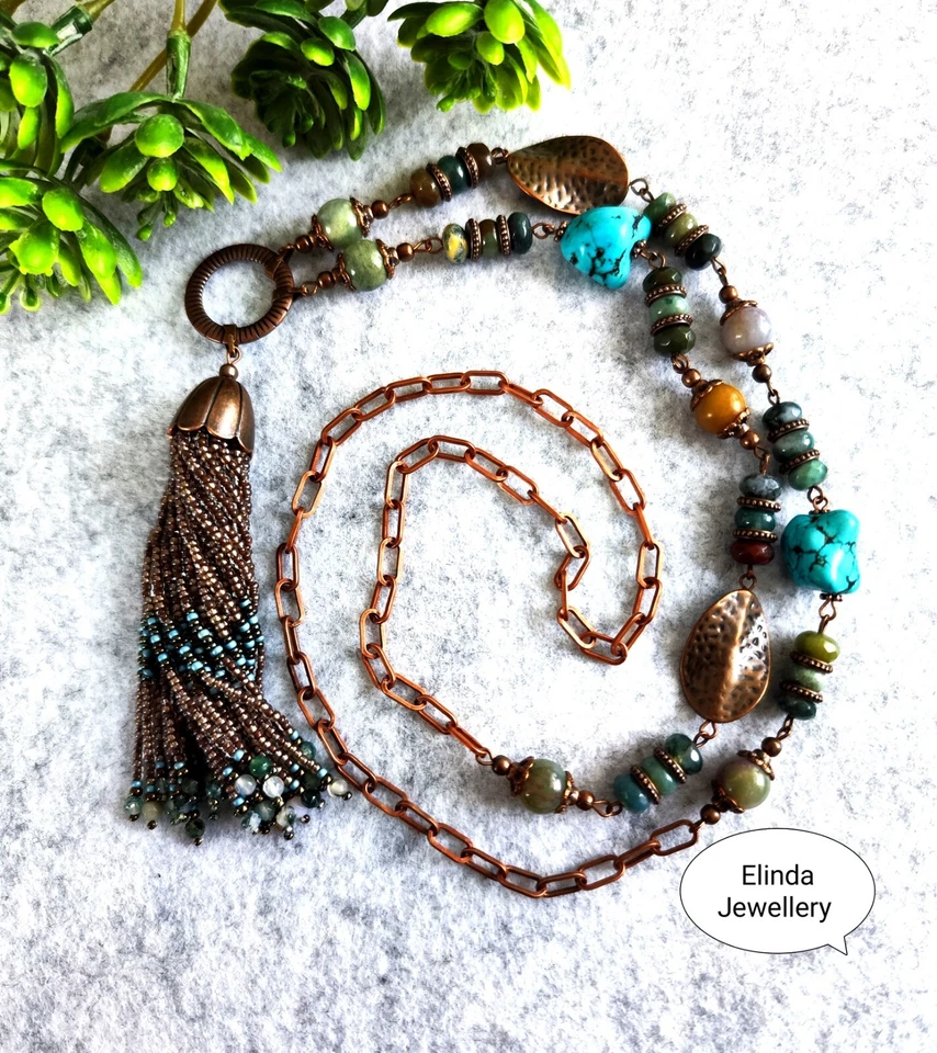 Lange Halskette mit Quaste Anhänger - Bild 2 von 3