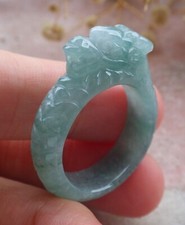 Video Certified Icy Green Natural A JADE Jadeite Dragon RING USA. 9.75    680177