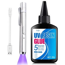 UV Resin Kit with Light - 60g UV Resin with Rechargeable 395nm UV Flashlight, 5-