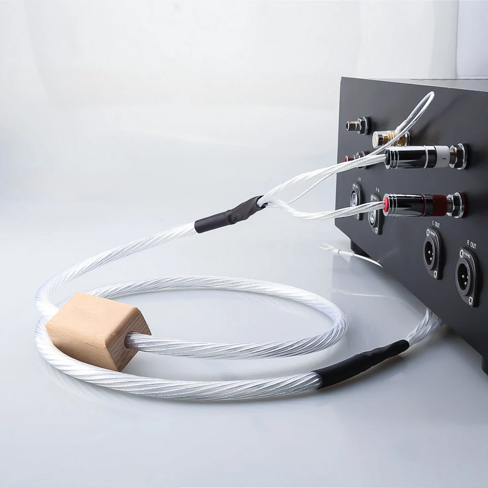 Turntable RCA Cable 8N OCC Signal Interconnect Cable Cord with Ground Wire Cable - Image 3 of 4