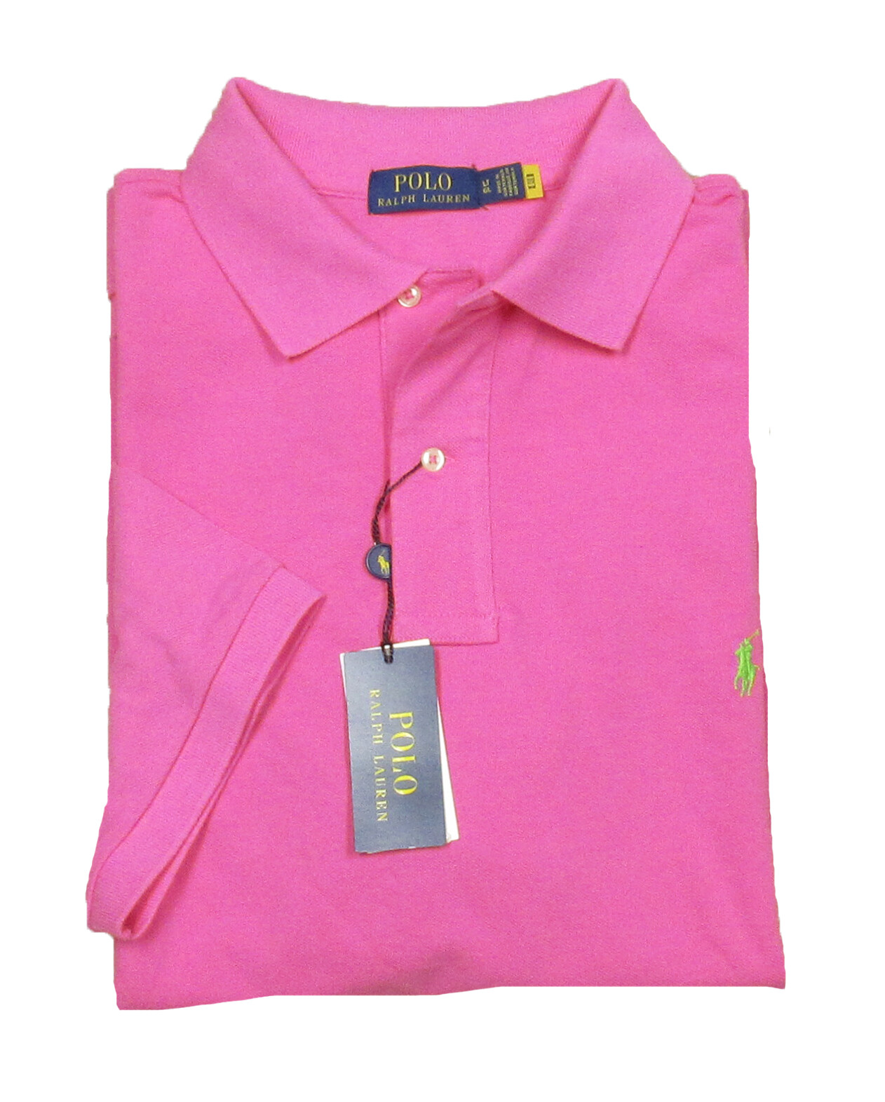 Polo Ralph Lauren Big & Tall Men's Pink Solid Mesh Short Sleeve Polo Shirt