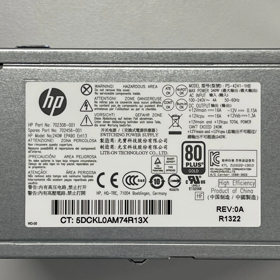 HP ProDesk 600 G1 SFF 240W Power Supply Unit PS-4241-1HB 702308-001 702456-001 - Image 4 of 4