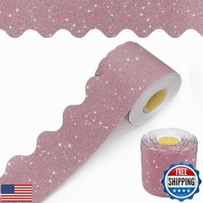 60 Feet Bulletin Board Borders, Glitter Scalloped Border Trim Holiday Decorat