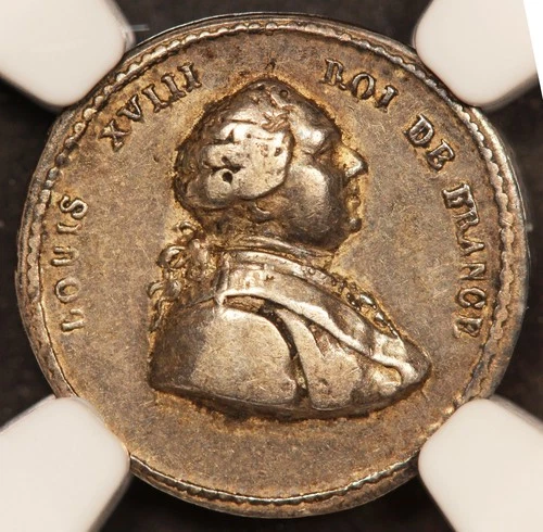 1800s France Louis XVIII Coronation Silver Jeton Medal - NGC VF 35