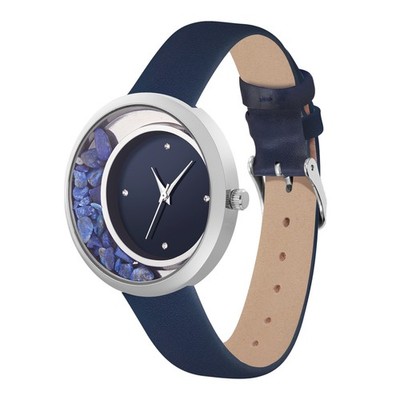 Neu Damenuhr Lapislazuli Edelstein blau silber Damen Armbanduhr Armband Geschenk