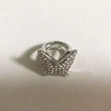Butterfly Ring with Rhinestones Size 8-9 Adjustable Stylish Jewelry