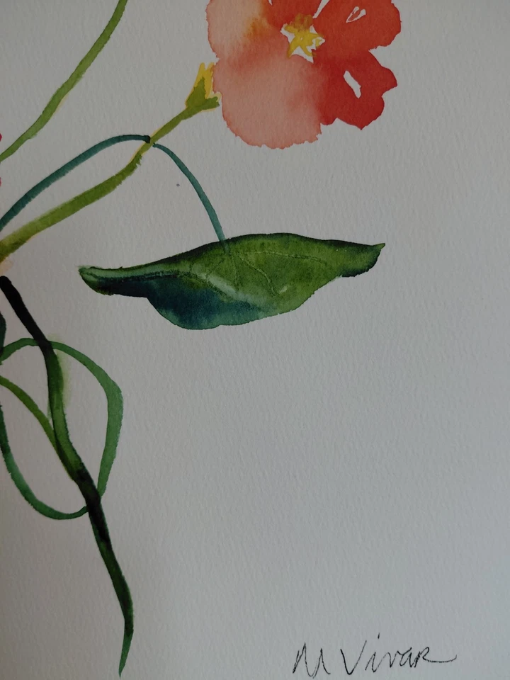 Pintura de arte fina impressionismo botânico flor original 12x9 MONA VIVAR - Imagem 3 de 4