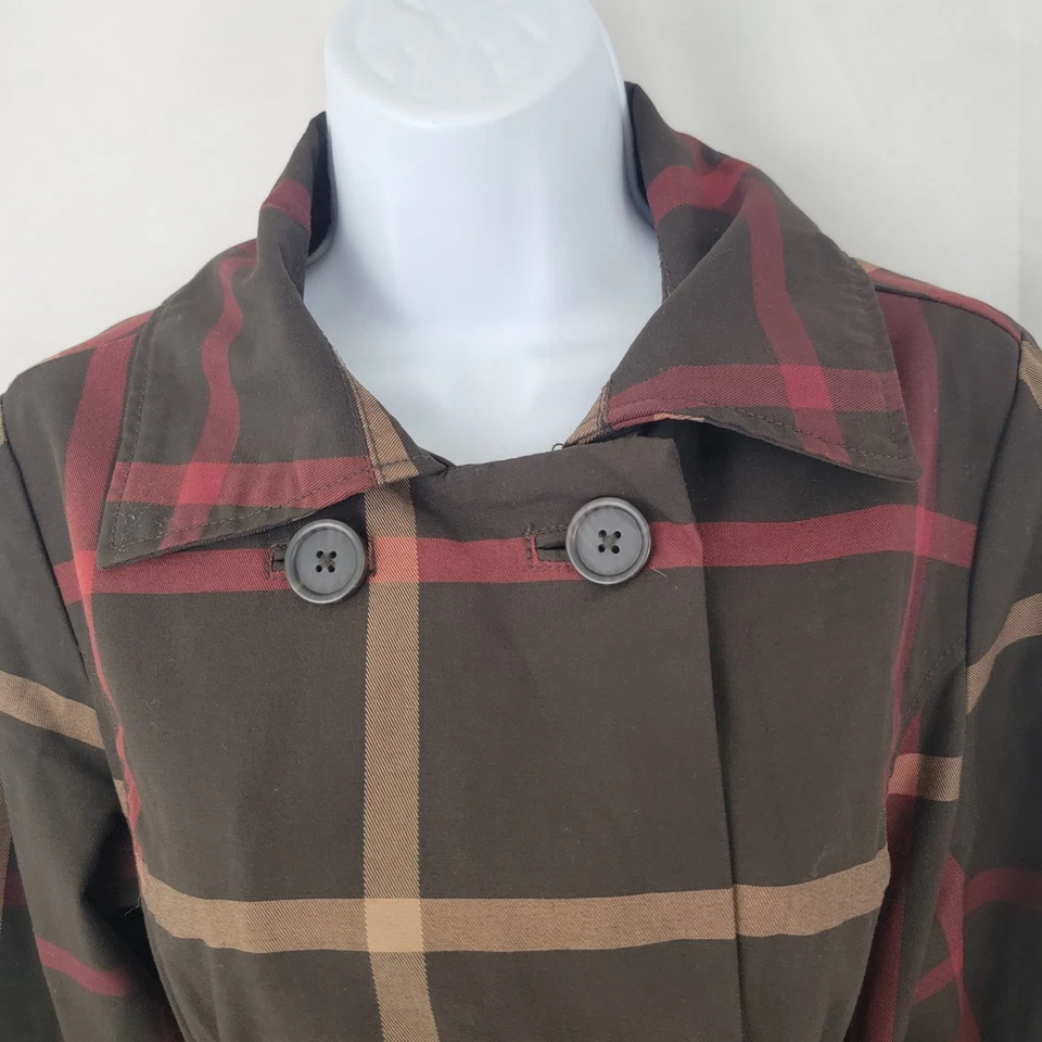 Gabardina MERONA Mujer Talla M Cuadros MARRÓN Oscuro Academia Bosque Preppy Oficina Foto 2 de 4