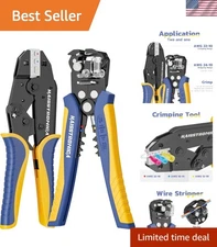 Ergonomic Wire Stripper & Crimper Combo in Blue/Yellow - Precise Connections