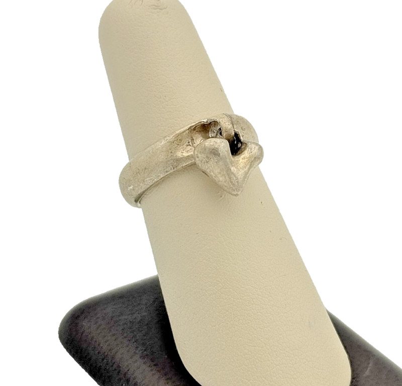 RLM Sterling Silver 925 Heart Charm Band Ring - Size 7.5