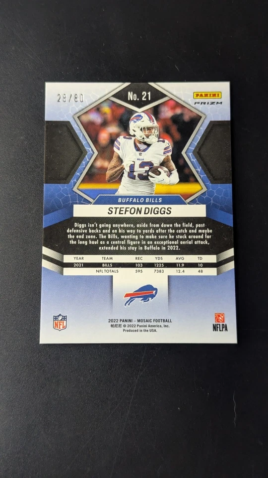 2022 Mosaic Stefon Diggs Yellow Fusion Prizm /80 - Image 2 of 2