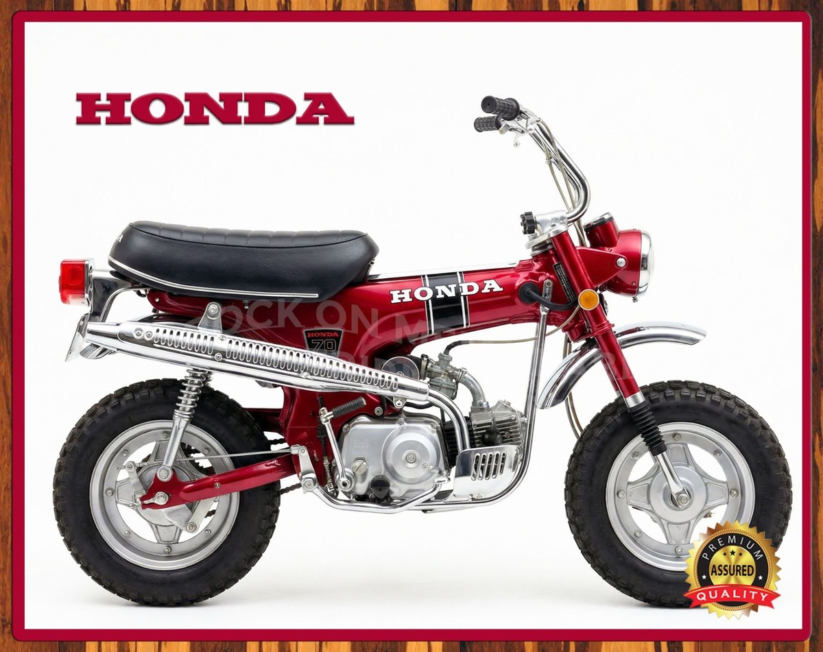 Honda CT70 – Candy Ruby Red (1970) - Premium Aluminum Metal Sign