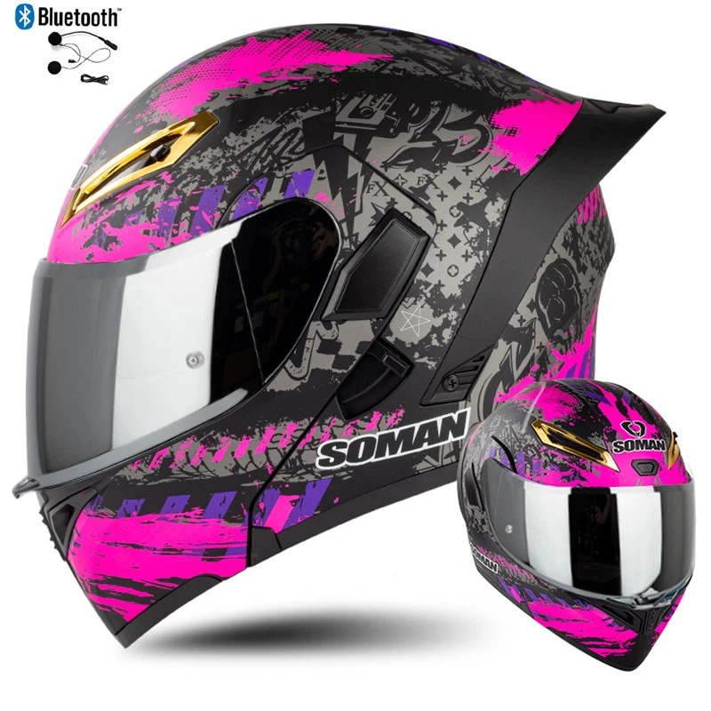DOT Modular Flip Up Bluetooth Motorcycle Helmet Dual lens Crash Motorbike Helmet - Image 2 of 4