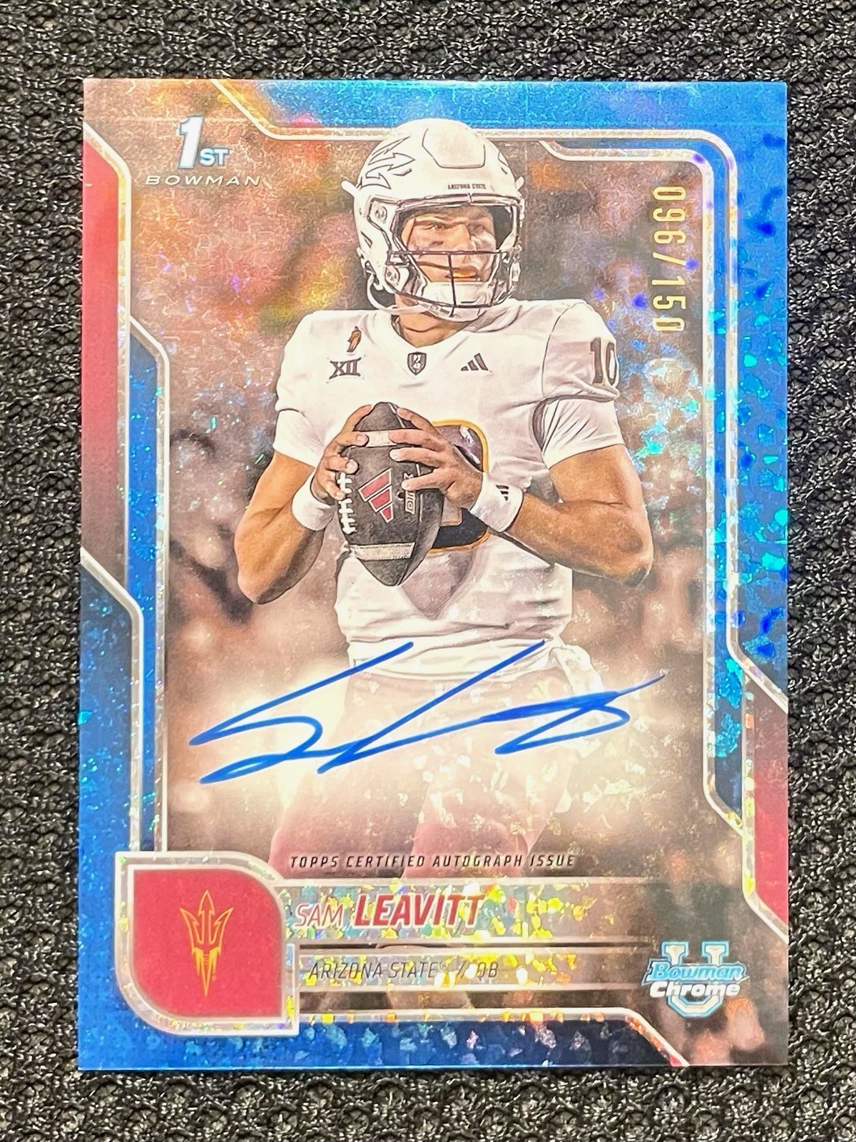 2025 Bowman U Chrome Sam Leavitt - 1st Prospect Auto Blue Mini Diamonds /150