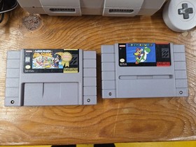 SNES Console Bundle /w 2 Games, 2 controllers & cables! Cleaned/Tested/Works!
