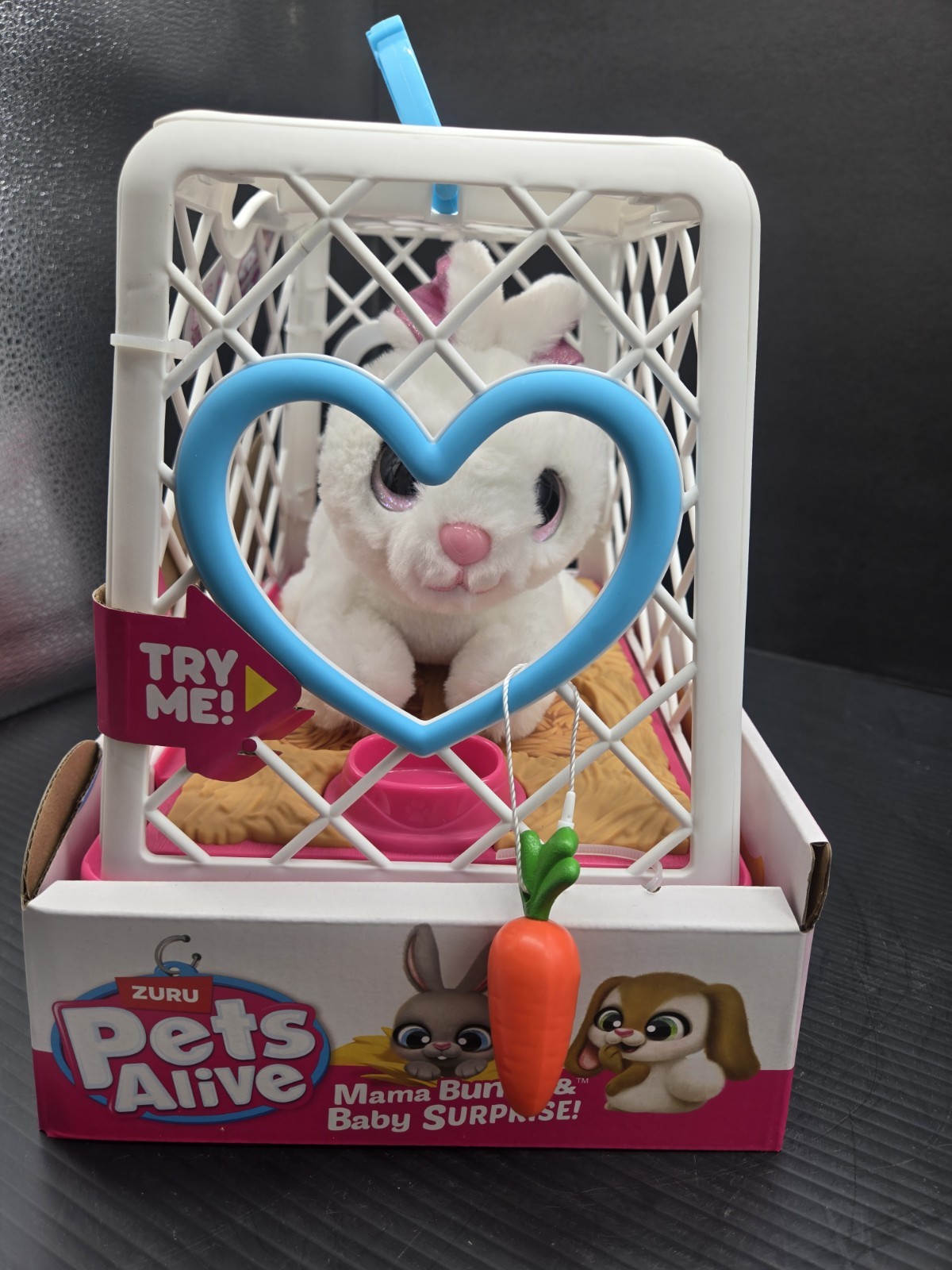 Pets Alive Mama Bunny Baby Surprise Plush Toy Cage Set Interactive Sound New54-1