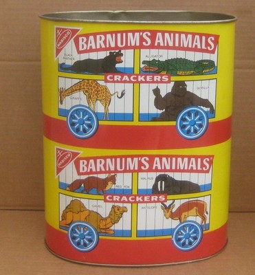 Barnum's Animal Crackers Tin Trash Can Cheinco Nabisco 13'' Tall USA Vintage