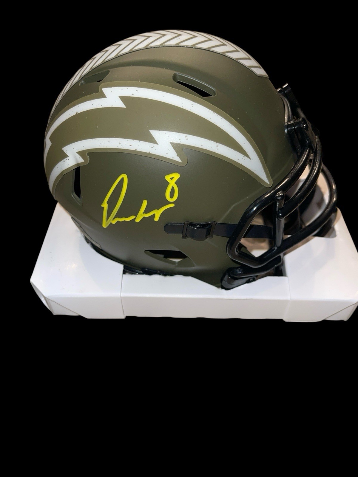 Omarion Hampton Autographed Signed Los Angeles Chargers SALUTE TO SERVICE MINI Helmet BAS 