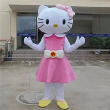 Halloween Adult Size Pink Hello Cat Mascot Costume Role Play Gfit