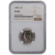 1956 Jefferson Nickel PF 68 NGC Proof 5c Coin SKU:CPC0147